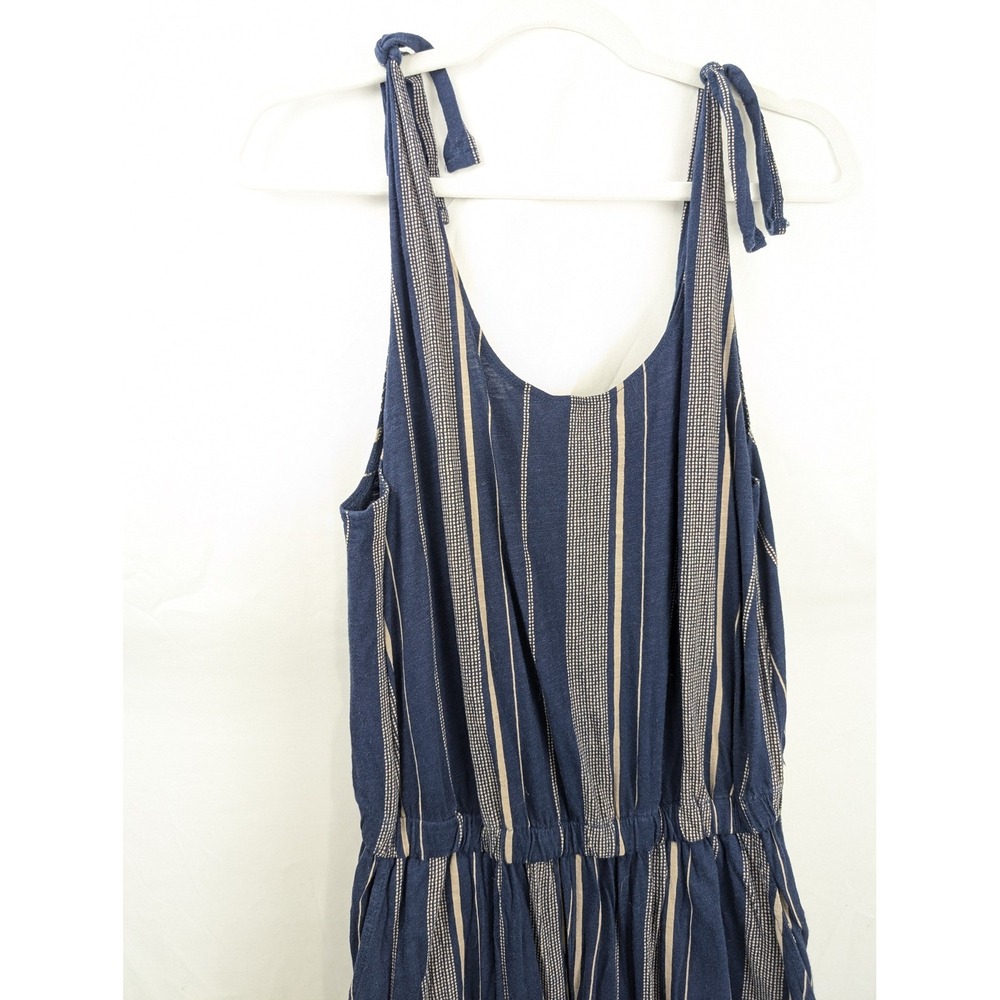 100% Organic Cotton Striped Tank Jumpsuit‎ Sz L Blue Granola Coastal Sustainable - Picture 3 of 10